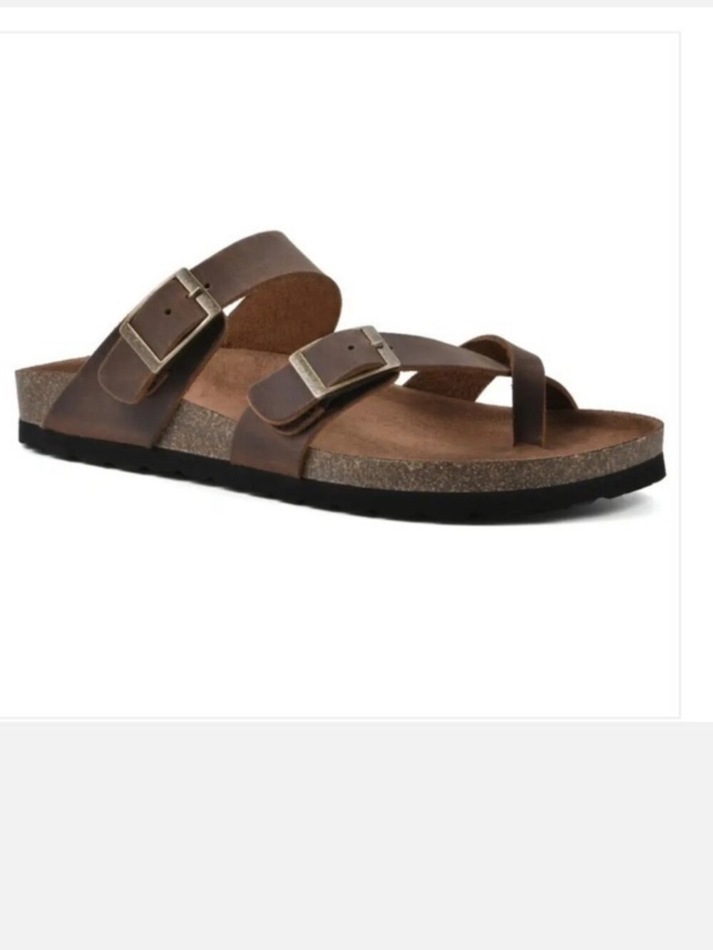 White Mountain Gracie Brown Leather Buckle Sandal Footbed Comfort Size 10